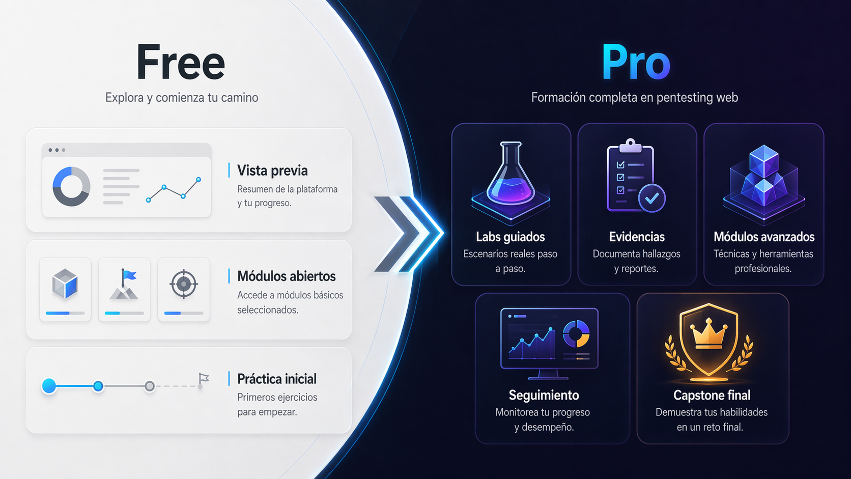 Comparativa Free vs Pro de Web Pentest Pro